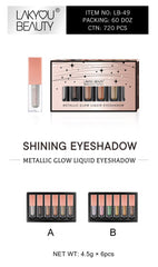 Lakyou Beauty Metallic Glow Liquid Eyeshadow – 6 Shades Set (Shining Eyeshadow)